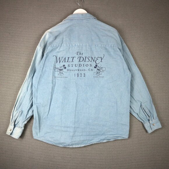 Disney Store Walt Disney Studios Denim Button Up Faded Mens Large Vintage 2000s - Picture 3 of 8